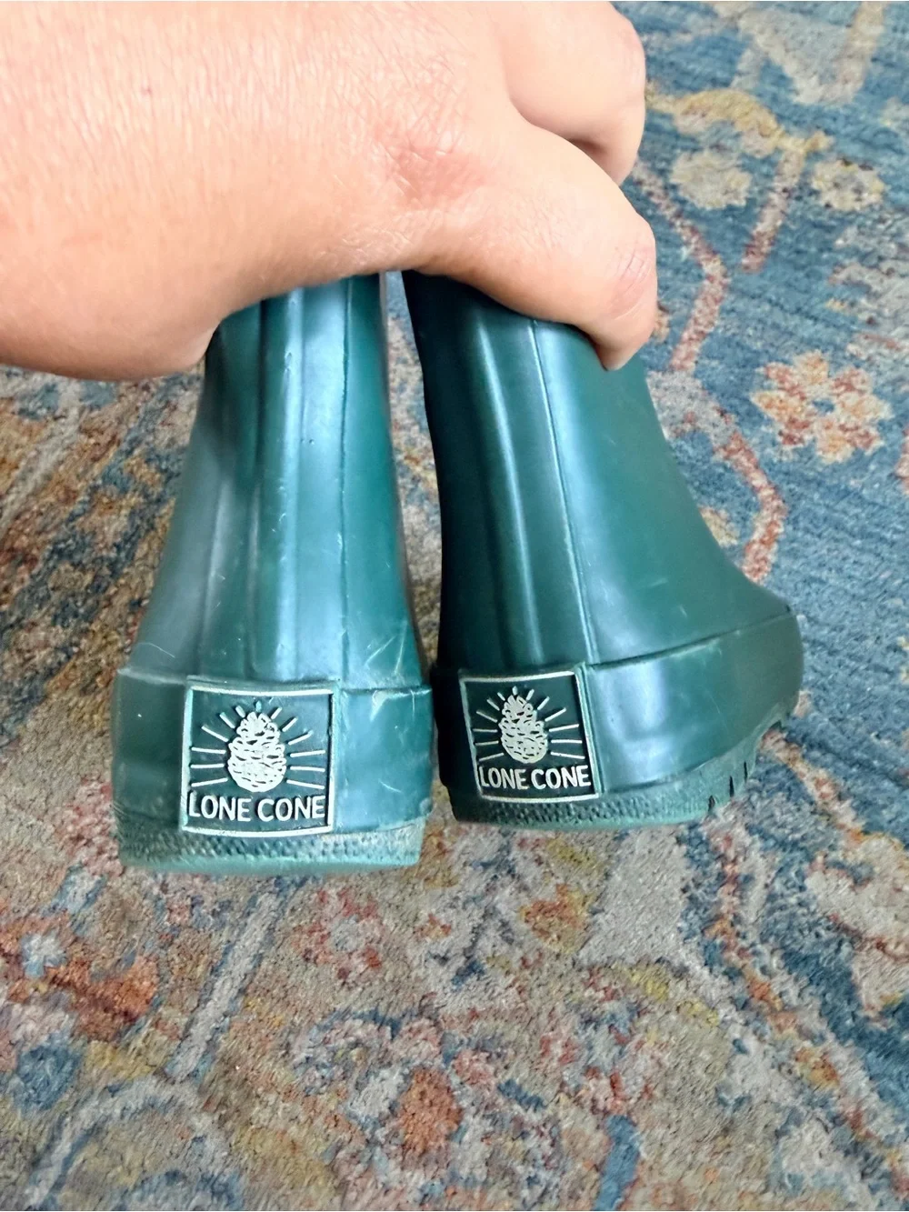 Lone Cone Rain Boots Kids Size 8 Hunter Green Rubber Pull On Waterproof Toddler